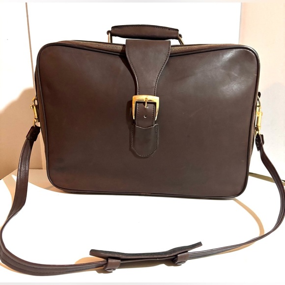 Vintage unisex briefcase, travel work weekend Brown Leather Bag - Picture 1 of 9